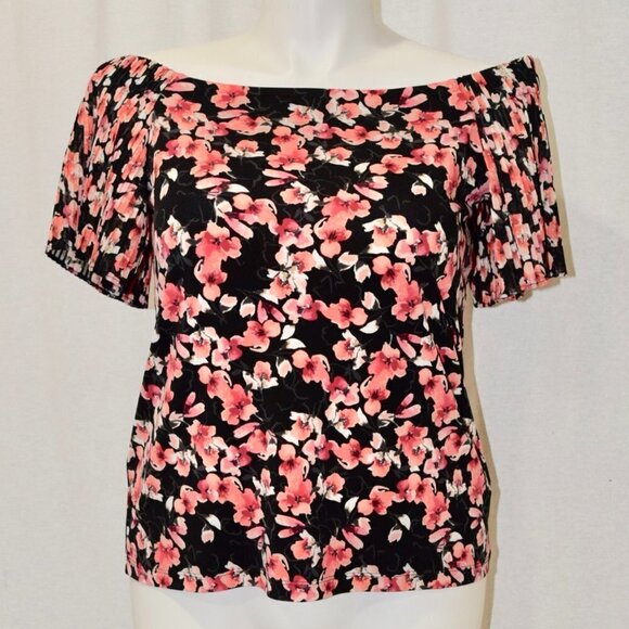 NWT White House Black Market black and pink blouse - Picture 1 of 3